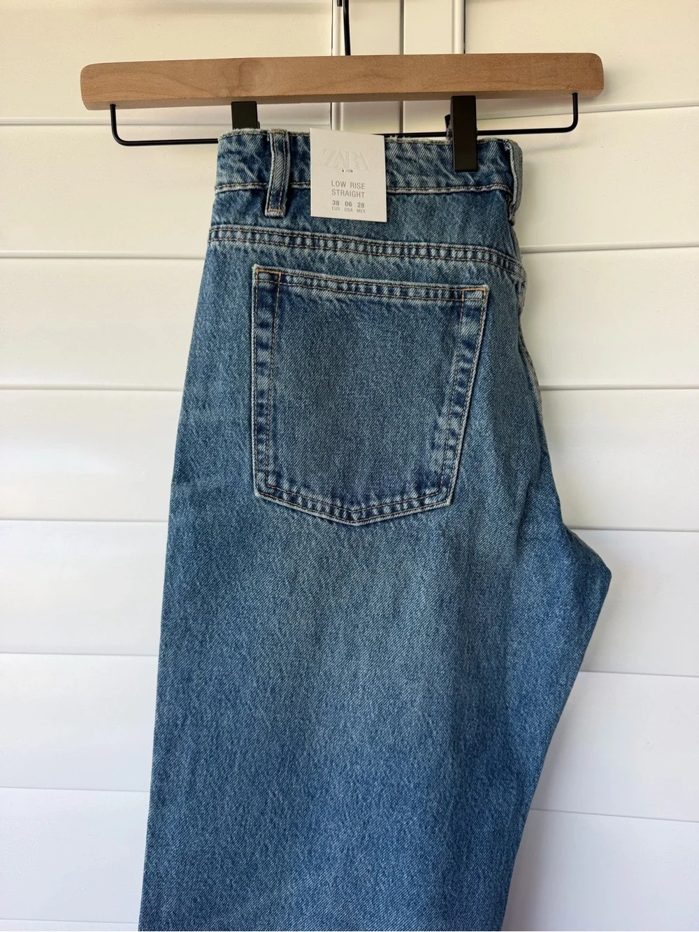 Zara Women's Straight Low-Rise Jeans - Blue Denim